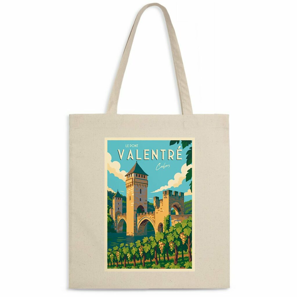 Totebag léger illustration Pont Valentré Cahors